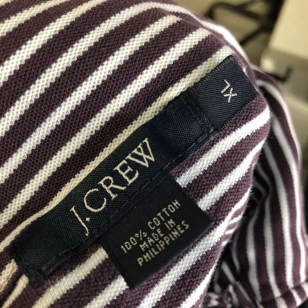 J.Crew Polo Shirt Men XL Blue Purple Striped Cotton Classic